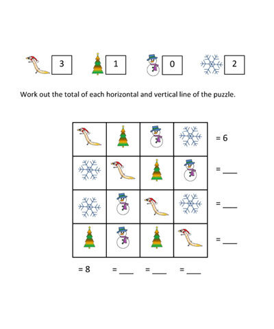 Christmas Square Adding Puzzle – Logic Game
