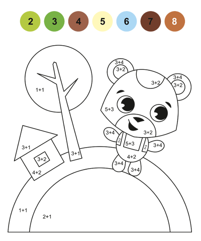 Toy Bear Color by Number Page