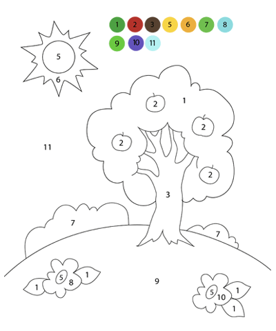 Tree Color by Number Worksheet