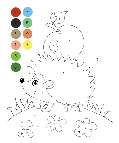 Hedgehog Color by Number Worksheet