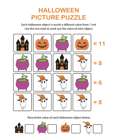 Hallooween Picture Puzzle with Counting #1
